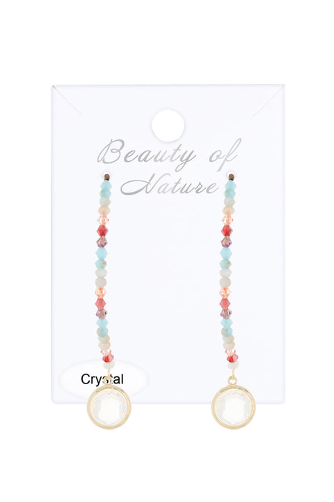 Moonstone Crystal & Austrian Crystal Dangle Earrings - GF