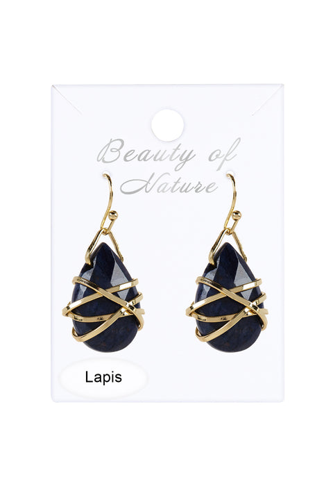 Lapis Wrapped Earrings In Gold - GF