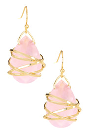 Rose Crystal Wrapped Earrings In Gold - GF