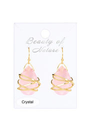 Rose Crystal Wrapped Earrings In Gold - GF
