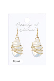 Moonstone Crystal Wrapped Earrings In Gold - GF