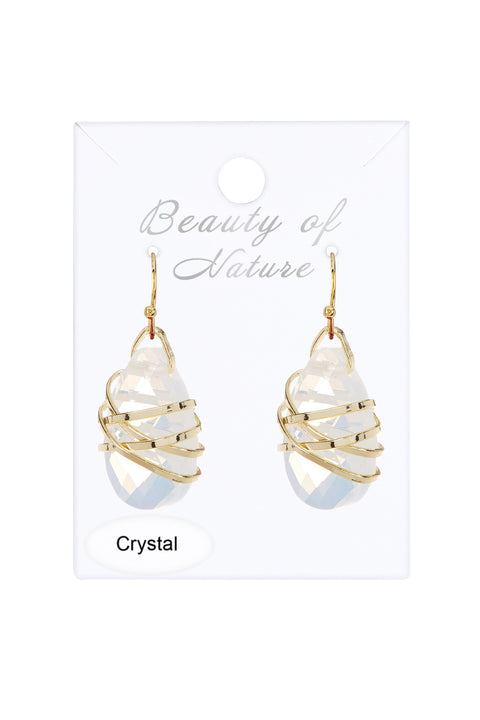 Moonstone Crystal Wrapped Earrings In Gold - GF