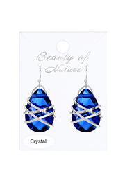 London Blue Crystal Wrapped Earrings In Silver - SF