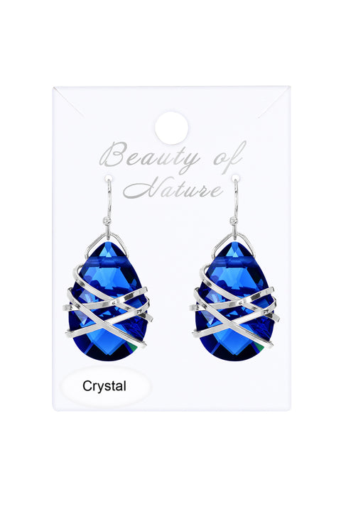 London Blue Crystal Wrapped Earrings In Silver - SF