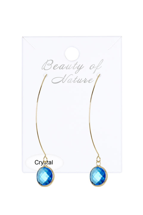 Swiss Blue Crystal Hoop Earrings In Gold - GF