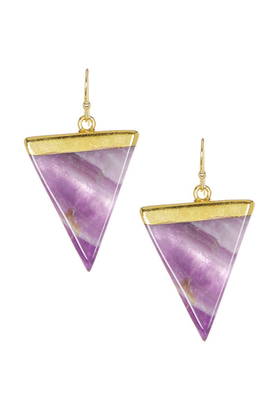 Amethyst Triangle Drop Earrings In Gold - GF