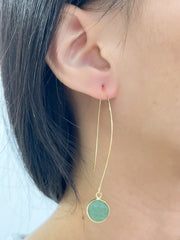 Green Aventurine Hoop Earrings In Gold - GF