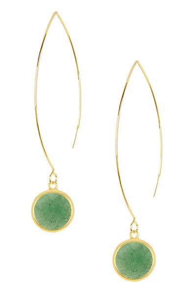 Green Aventurine Hoop Earrings In Gold - GF