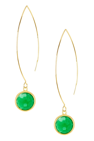 Green Chalcedony Crystal Hoop Earrings In Gold - GF