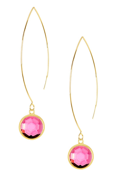 Raspberry Crystal Hoop Earrings In Gold - GF