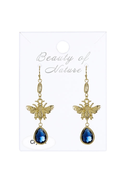 London Blue Crystal Bee Earrings - GF