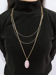 Rose Quartz Multi Strand Drape Necklace - GF