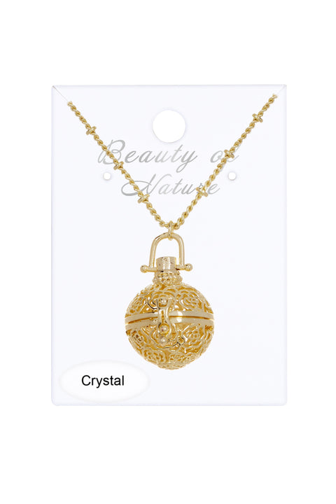 Round Locket With Hidden Crystal Necklace - GF