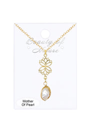 Lotus & Pearl Pendant Necklace - GF