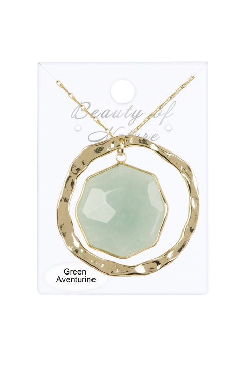 Green Aventurine Framed Briolette Orbit Necklace - GF