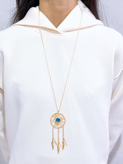 Swiss Blue Crystal With CZ Dreamcatcher Necklace - GF