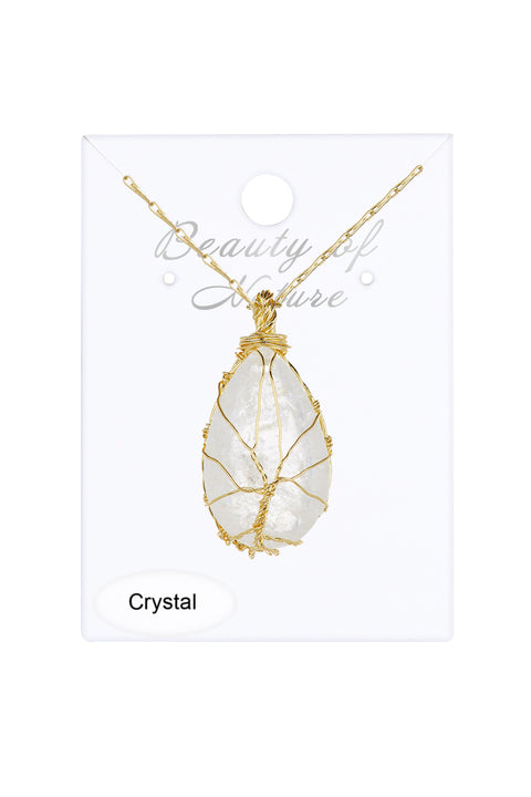 Crystal Quartz Hand Wrapped Aria Pendant Necklace - GF