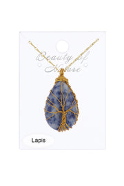 Lapis Hand Wrapped Aria Pendant Necklace - GF