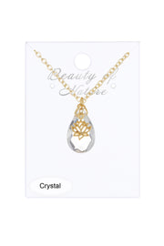 Sterling Silver & Crystal Quartz Lotus Necklace - GF