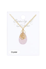 Rose Crystal Charm Necklace - GF