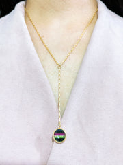 Dyed Crystal Y Necklace - GF