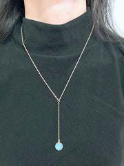 Turquoise & Quartz Doublet Y Necklace - GF