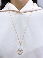 Wrapped Moonstone Crystal Pendant Necklace - GF