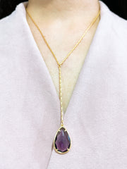 Lavender Crystal Y Necklace - GF