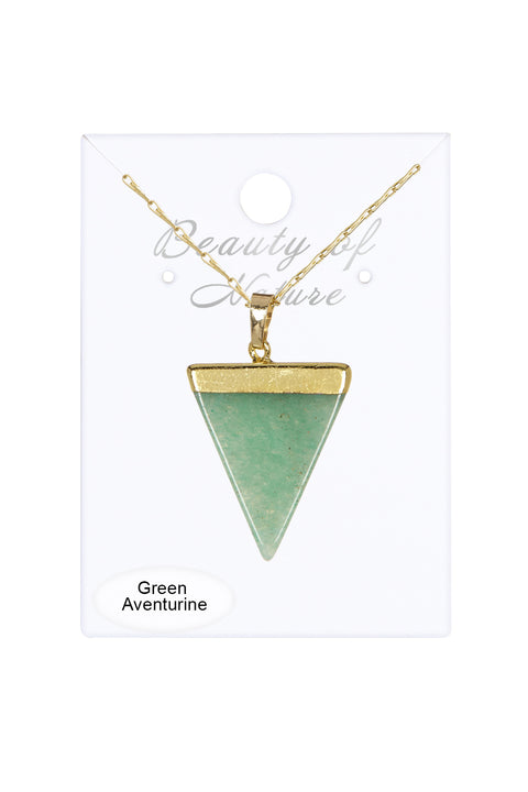 Green Aventurine Triangle Pendant Necklace - GF