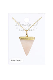 Rose Quartz Triangle Pendant Necklace - GF