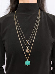 Amazonite Crystal & Lotus Necklace - GF