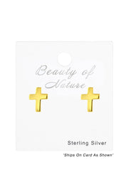 Sterling Silver Cross Ear Studs - VM