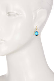 Swiss Blue Crystal Round Drop Earrings - GF