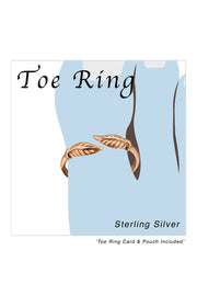 Sterling Silver Rose Gold Tone Leaf Adjustable Toe Ring - RG