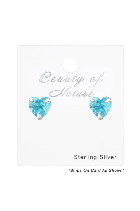 Sterling Silver Heart 5mm Ear Studs With Cubic Zirconia - SS