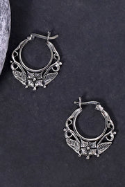 Sterling Silver Floral Filigree Hoop Earrings - SS