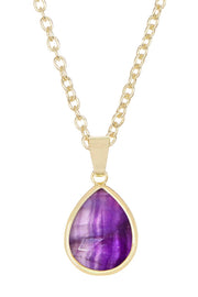 Amethyst Teardrop Pendant Necklace - GF