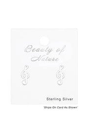 Sterling Silver Treble Clef Ear Studs - SS