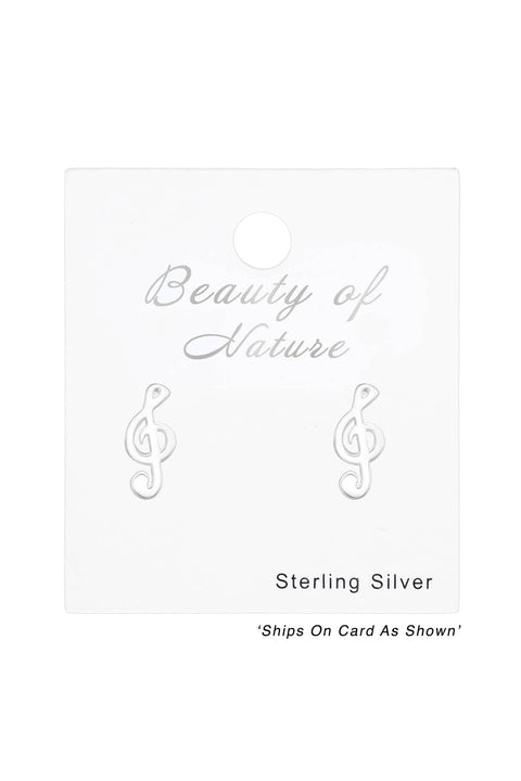 Sterling Silver Treble Clef Ear Studs - SS