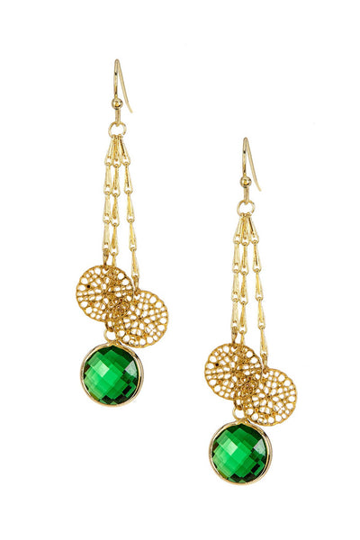 Emerald Crystal Chandelier Earrings In Gold - GF