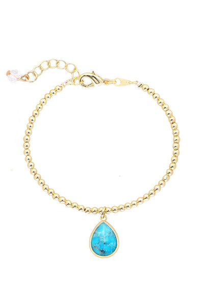 Turquoise Beaded Charm Bracelet - GF