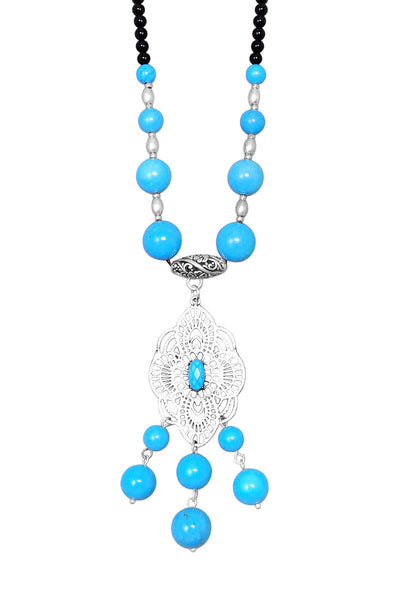 Turquoise & Silver Plated Mesilla Necklace - SF