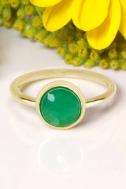 Green Chalcedony Crystal Cab Ring - GF