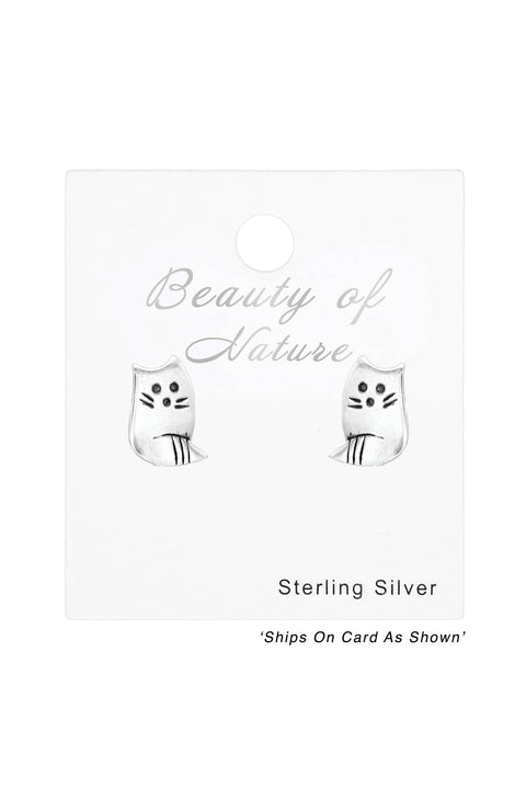 Sterling Silver Raccoon Ear Studs - SS