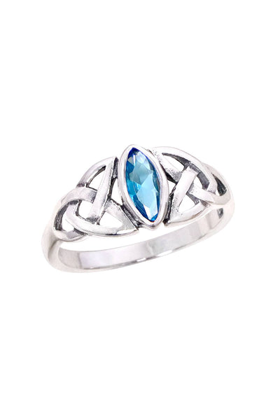 Blue CZ & Sterling Silver Celtic Ring - SS