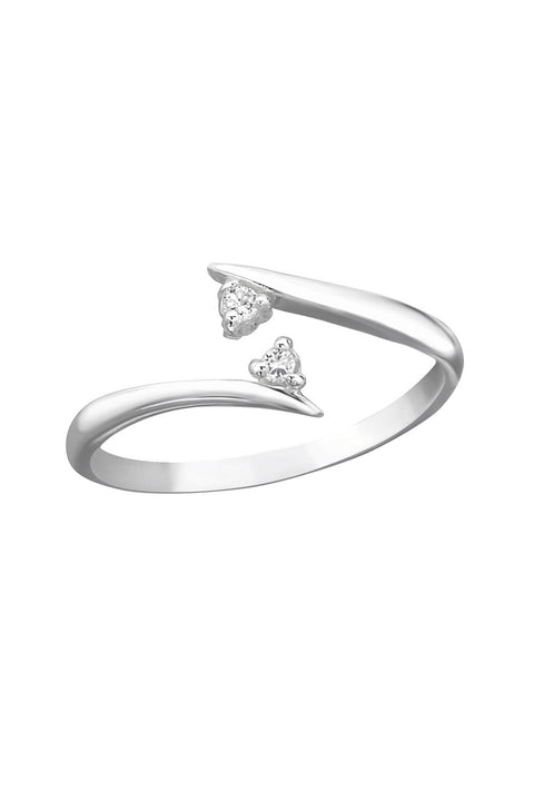Sterling Silver Converge Adjustable Toe Ring With CZ - SS