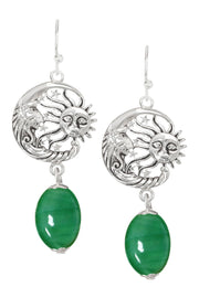 Green Murano Glass With Sun & Moon Drop Earrings - SF