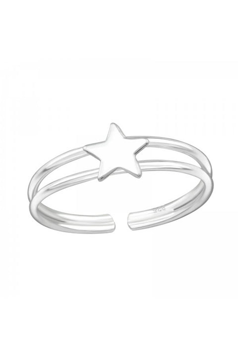 Sterling Silver Star Adjustable Toe Ring - SS