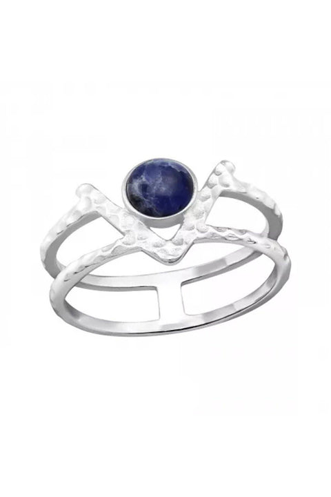 Sterling Silver Art Deco Ring With Sodalite - SS