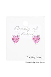 Sterling Silver Heart 4mm Ear Studs With Cubic Zirconia - SS